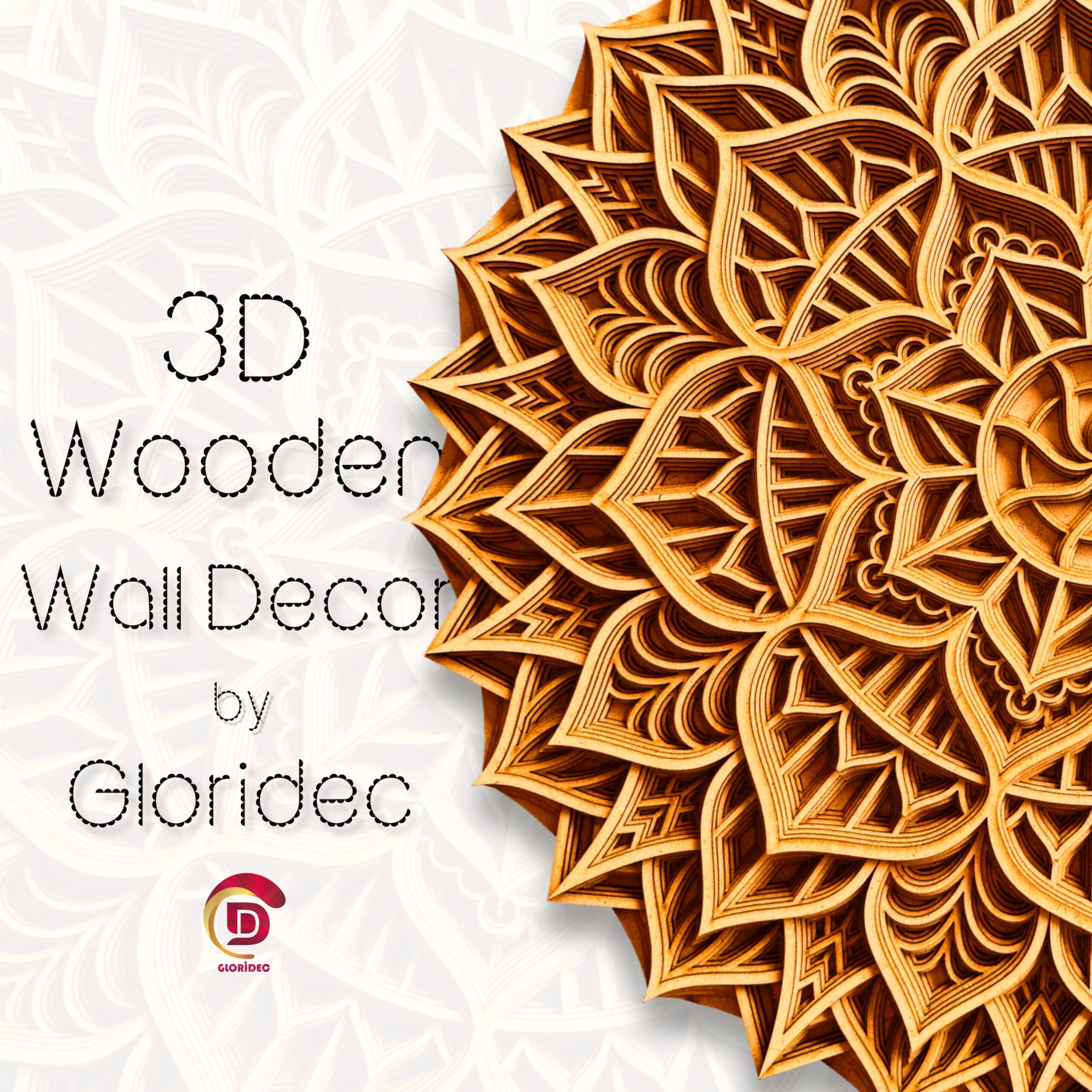 Gloridec Wooden 3D Laser Cut Decorative Mandala Wall Decor | Decorative Multi Layered Round Mandala Wall Art, Living Room Wall Hanging (18 X 18 Inch)