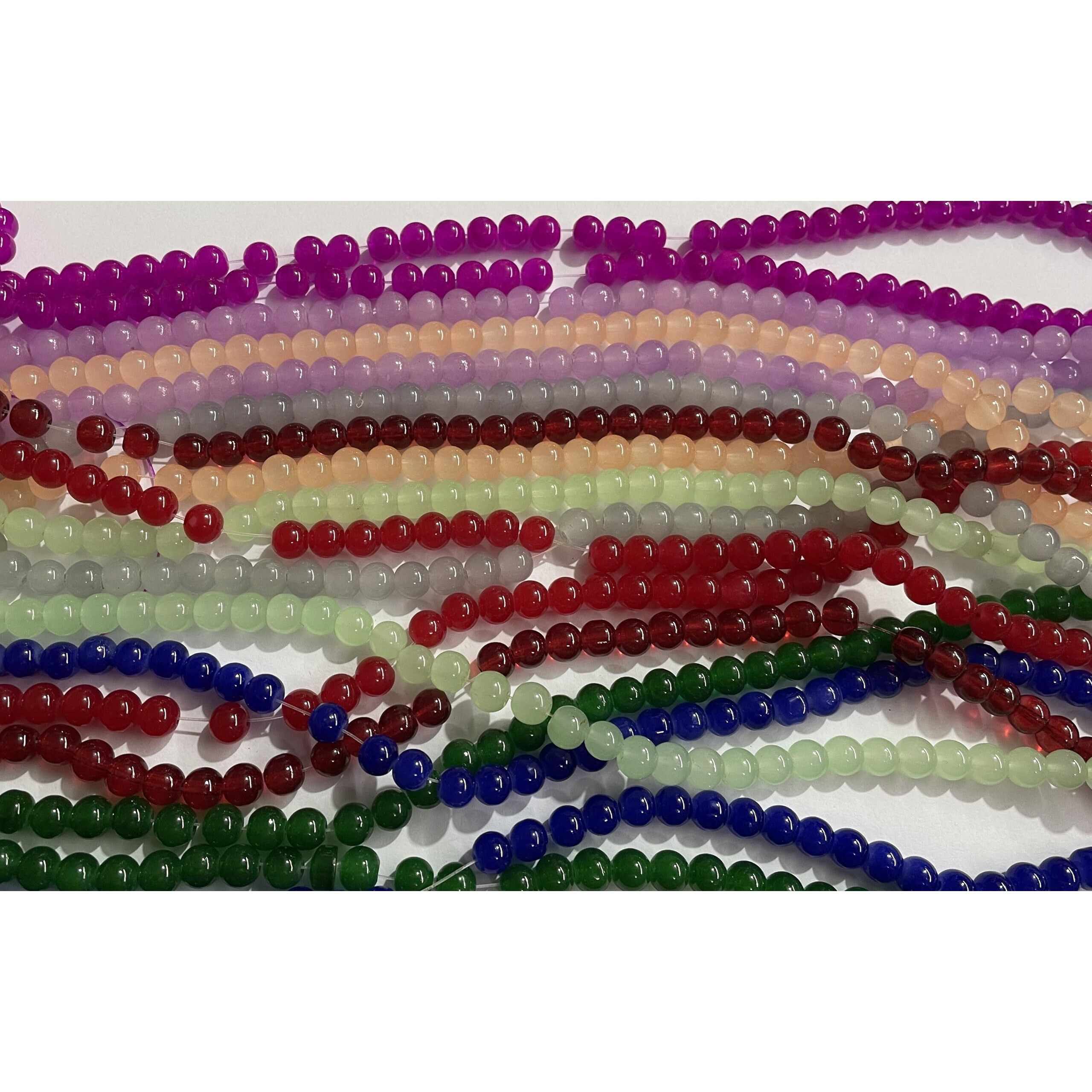 Omx 8Mm Round, 8 Colours, 80 Beads Each Colour, Total 640 Beads, 8 Lines Total, Multi Mix Colours, Spherical Plain Glass Bead For Jewellery Making