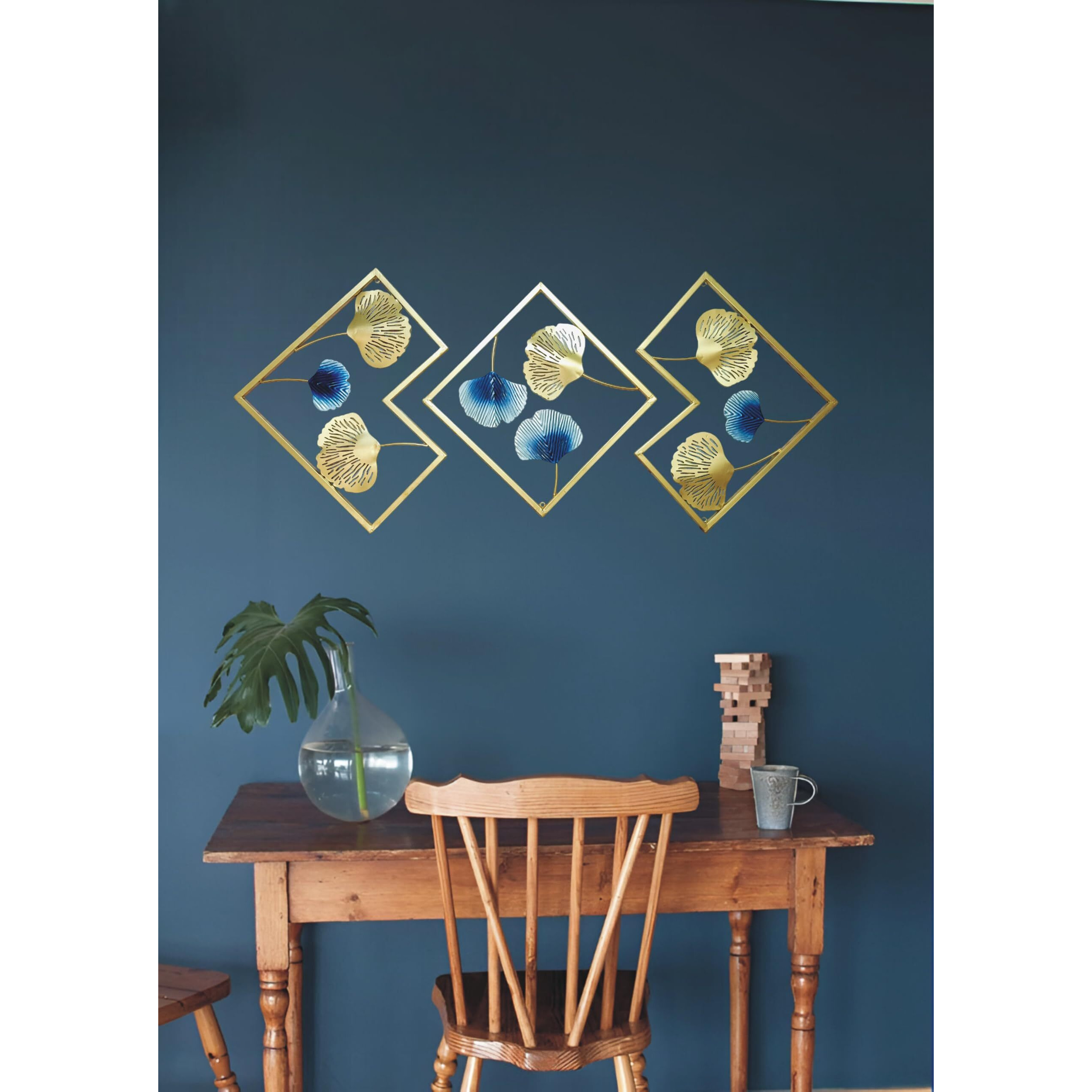 Ali.G.I Decorative Modern Wall Art Set Of 3//Home Decor Hanging Wall Art For, Living Room, Bedroom,Hotel, Guest Room, Entryway, Office, Restaurant // Decorative Leaf Wall Decor 16 X 48