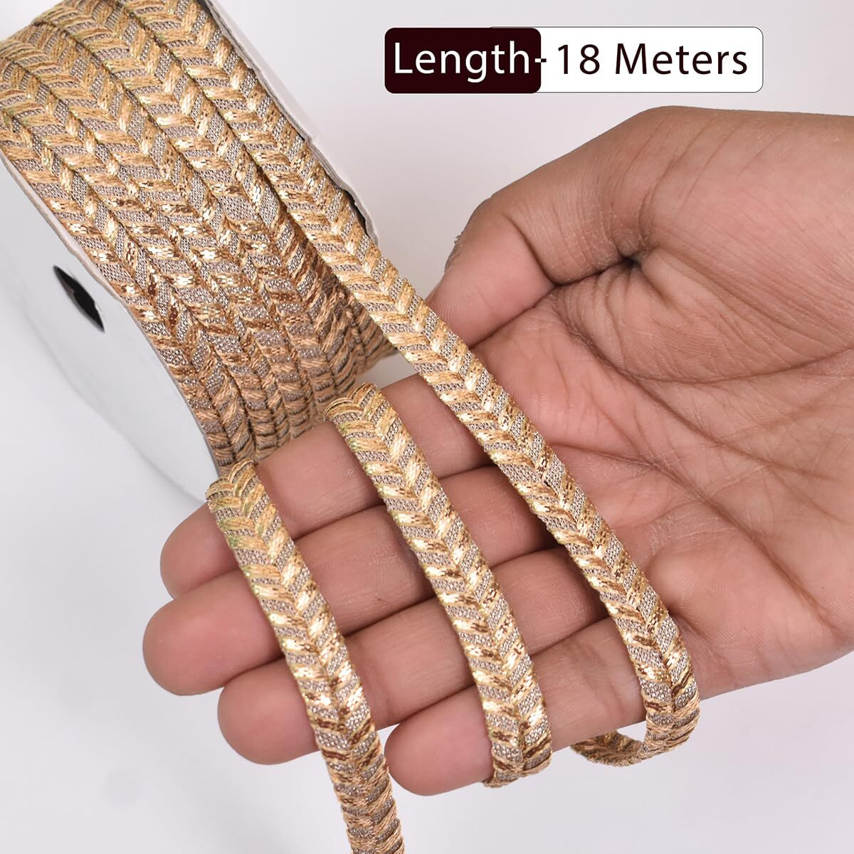 Embroiderymaterial 7Mm Wide Handmade Indian Gota Trim Lace For Saree Border, Suit, Blouse, Kurti, Dupatta Border, Dress Embellishment & Decoration (Rose Gold, 18 Meters/Roll)