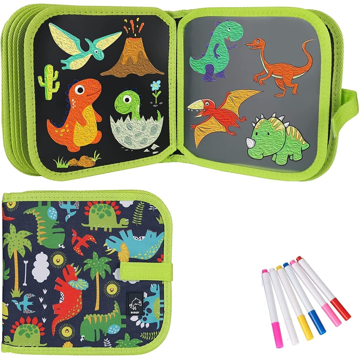 Amendas Erasable Doodle Book Set For Kids, Reusable Magic Drawing Book With Watercolor Pens, Road Trip Car Game Writing And Painting Set For Boys And Girls
