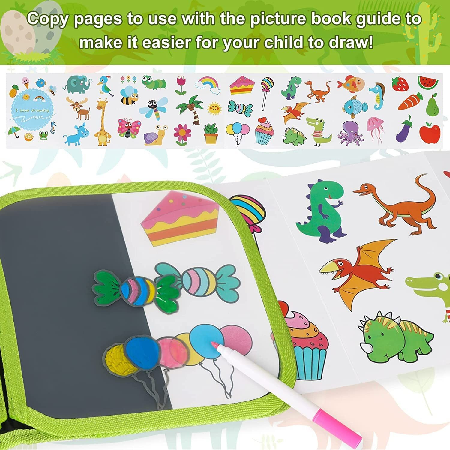 Amendas Erasable Doodle Book Set For Kids, Reusable Magic Drawing Book With Watercolor Pens, Road Trip Car Game Writing And Painting Set For Boys And Girls