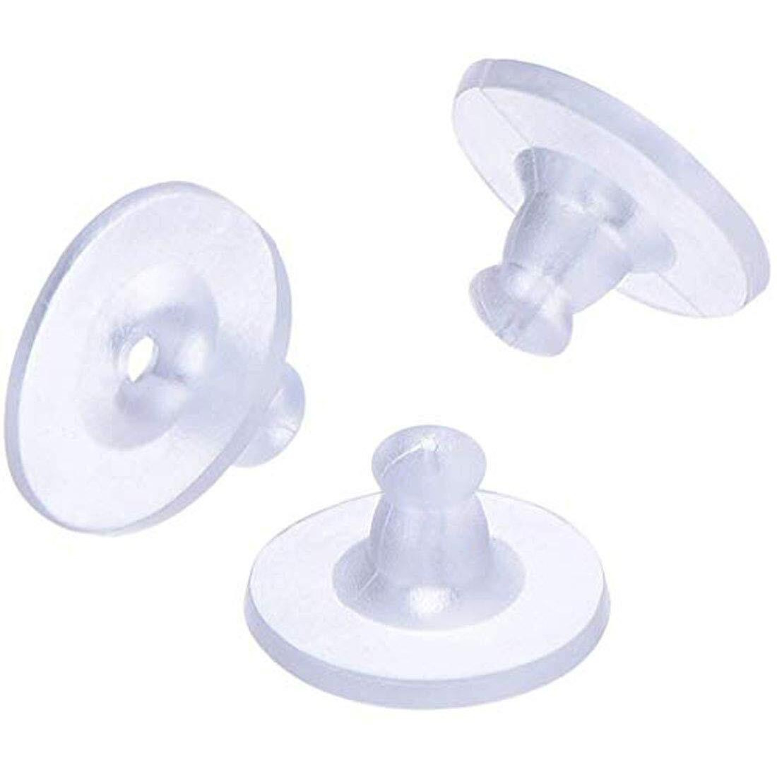 Diy Crafts Pack Of 50 Pcs, Small Round Flat Clear, Pairs Bullet Clutch Earring Backs With Pad Earring Safety Backs (Pack Of 50 Pcs, Small Round Flat Clear)