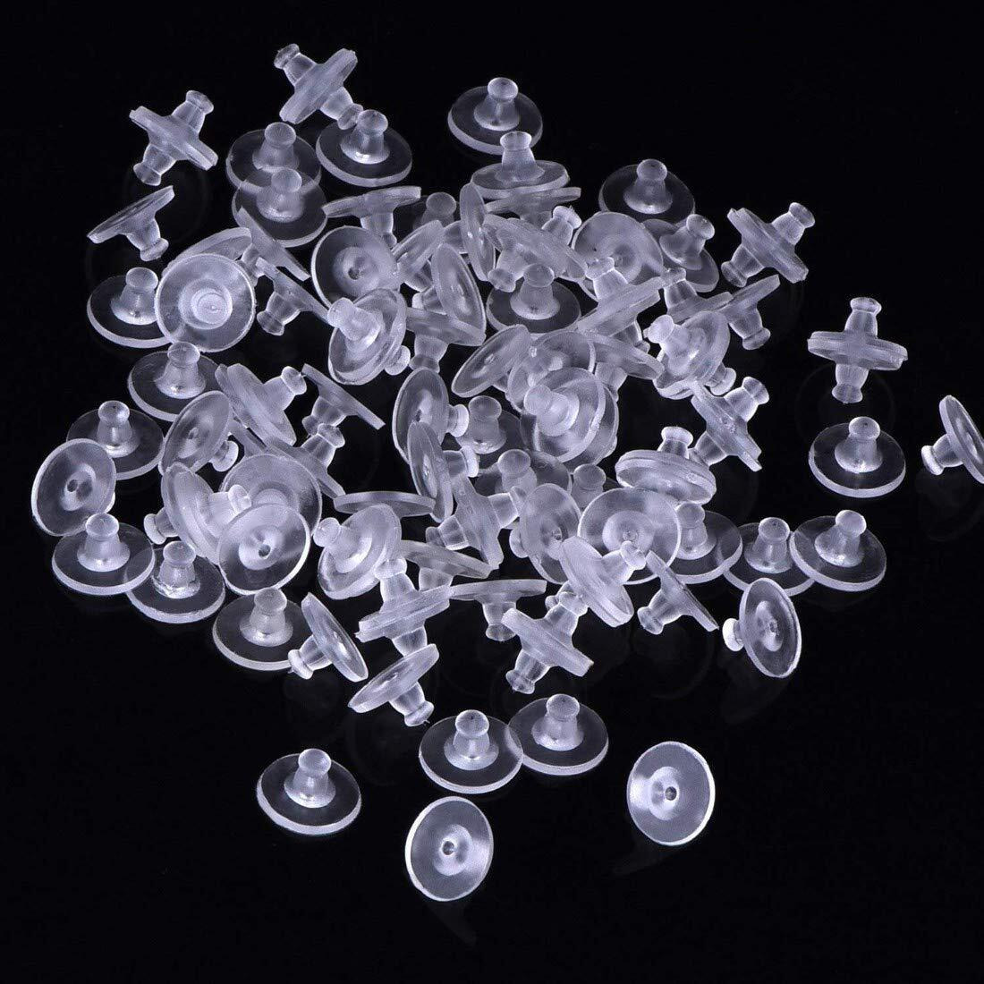 Diy Crafts Pack Of 50 Pcs, Small Round Flat Clear, Pairs Bullet Clutch Earring Backs With Pad Earring Safety Backs (Pack Of 50 Pcs, Small Round Flat Clear)