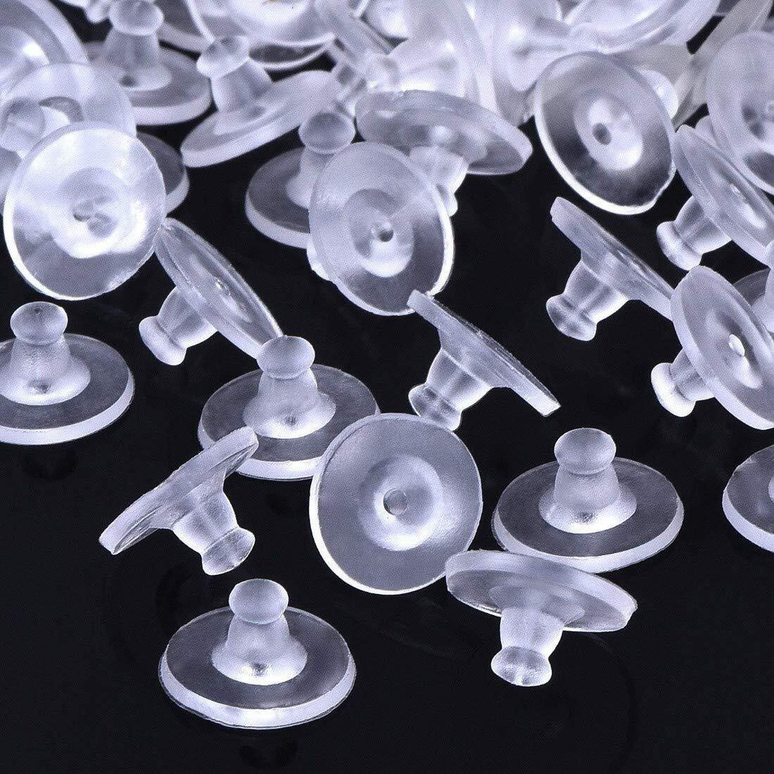 Diy Crafts Pack Of 50 Pcs, Small Round Flat Clear, Pairs Bullet Clutch Earring Backs With Pad Earring Safety Backs (Pack Of 50 Pcs, Small Round Flat Clear)