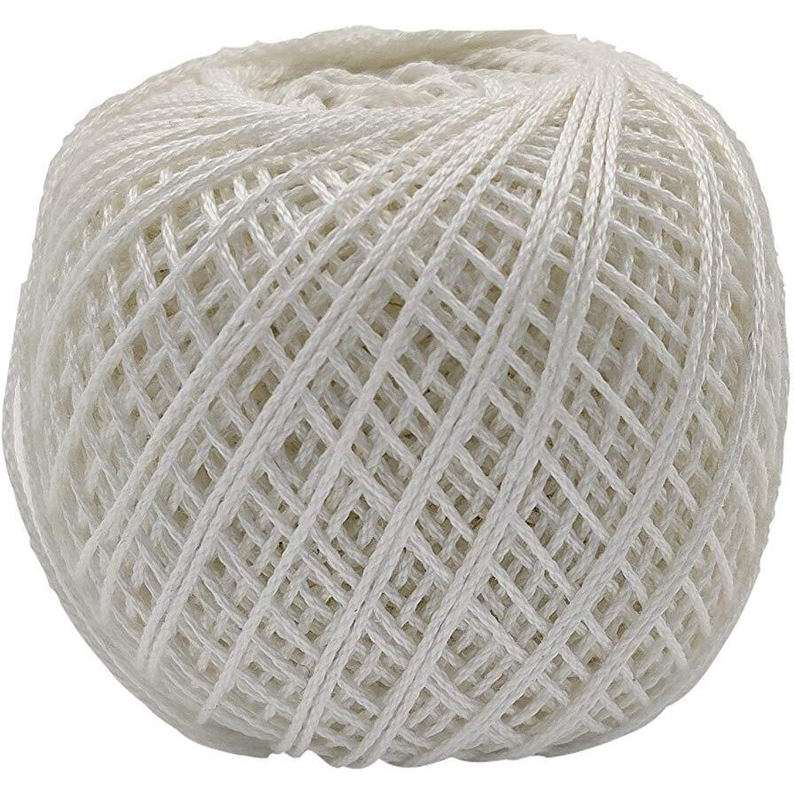 Prapti Handicrafts 3Ply White Mercerised Premium Cotton Crochet Knitting Thread Yarn For Craft Fast Color Pack Of 3 Ball 150 Gm(50Gm X 3)