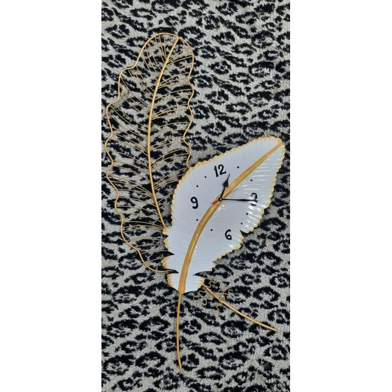 Krafti Deco-Metal Iron (White Leaf Time) Metal Abstract/Wall Sculptures/Wall Art/Wall Decore/For Office, Living Room, Restaurant, Cafe, Gft Size (36 * 2 * 24 Inch - Multicolor) Cw086
