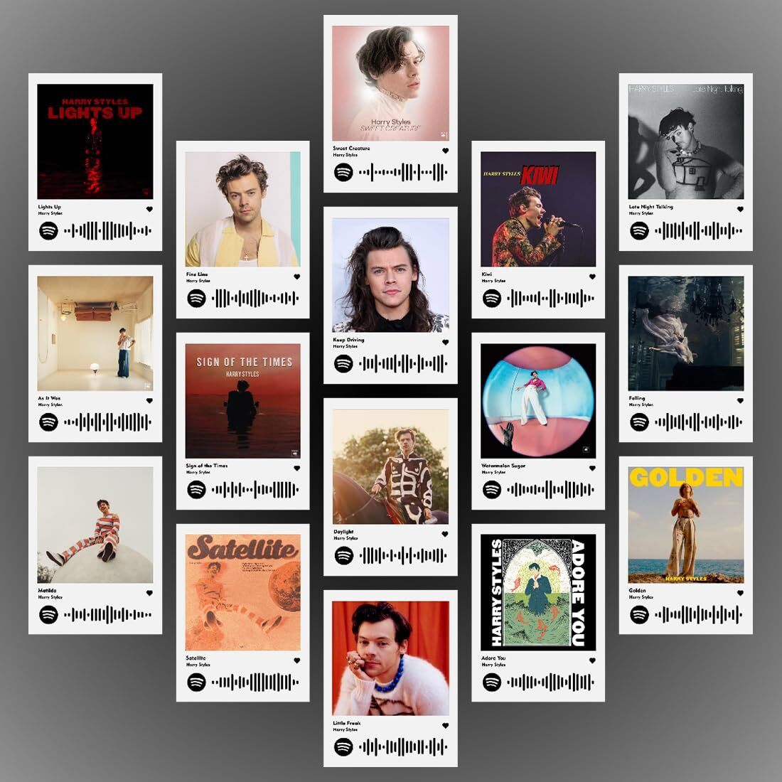 Printnet - Harry Styles Poster | Harry Styles Songs Photocards (Set Of 16) | Harry Styles's As It Was, Watermelon Sugar, Falling Songs Mini Poster (8 X 6 Cm) Posters For Phone Accessories, Bedroom, Office, Room Decoration (Harry Styles)