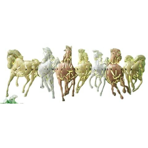 Krafti Deco Metal Iron (7 Horse Cutting Small (B)) Sculpture/Decorative Wall Art/Living Room/Wall/Art/Office Wall/Cafe Etc.. Size (8 * 2 * 32 Inch - Multicolor)