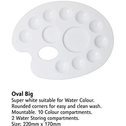 Khyati Oval Big Colour Mixing Palette / Plate With 12 Round/Flat Artist Paint Brushes And No Spill Pot