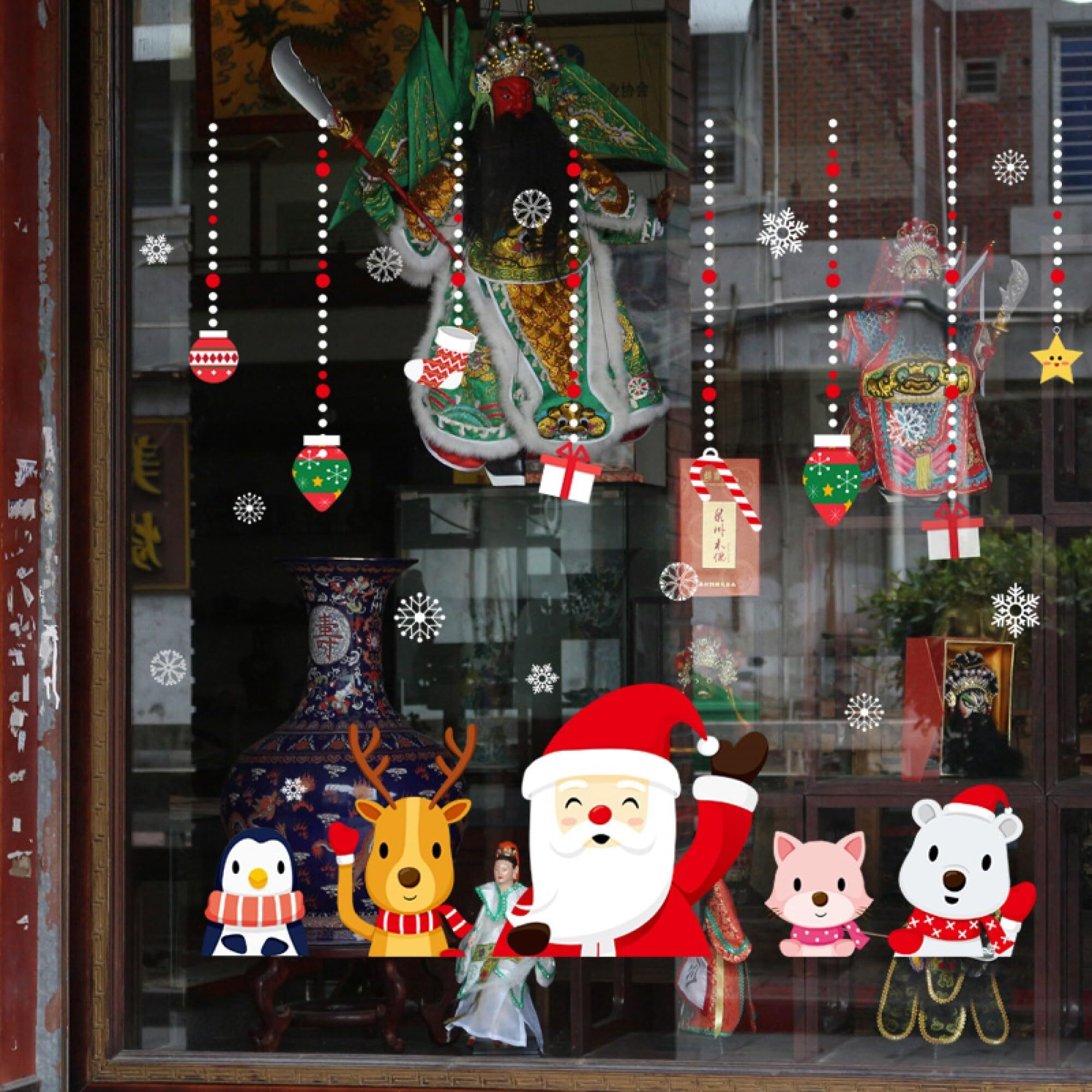 Jaamso Royals Santa Claus Snowman Christmas Self Adhesive Pvc Vinyl Easy To Apply Wall Dcor & Home Dcor Wall Sticker (60Cm X 90Cm)