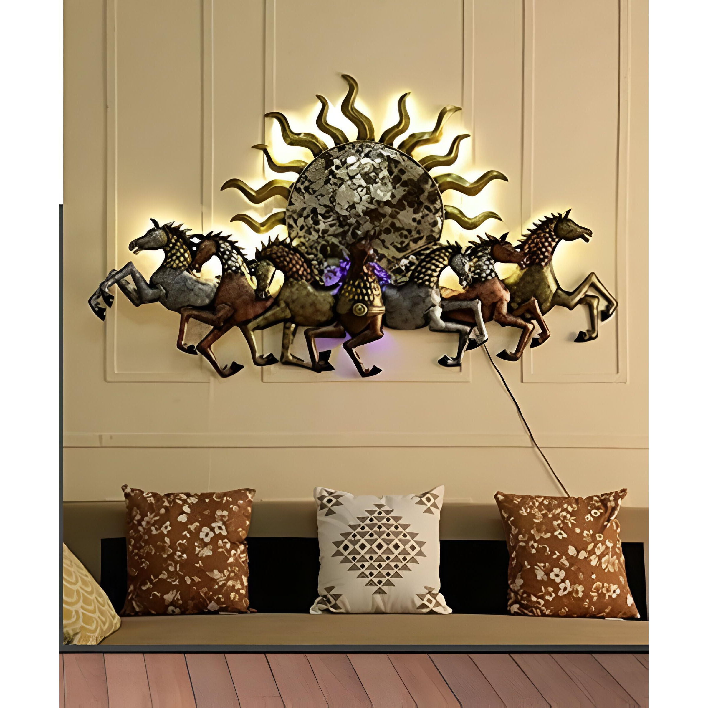 Krafti Deco-Metal Abstract/Wall Sculptures/Wall Hanging/Wall Art Multicolor For Home Decoration/Living Room/Office/Cafe/Bedroom Etc. (49X2X26 Inches) Cw082