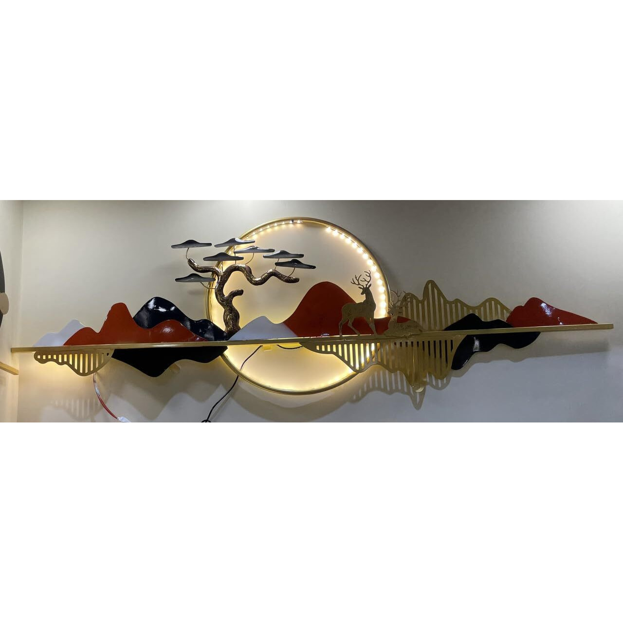 Krafti Deco-Metal Iron (Allure Decor) Metal Abstract/Wall Sculptures/Wall Hanging/Wall Art Multicolor For Home Decoration/Living Room/Office/Cafe/Bedroom .Size (59.5 * 2 * 20 Inch) Cw246