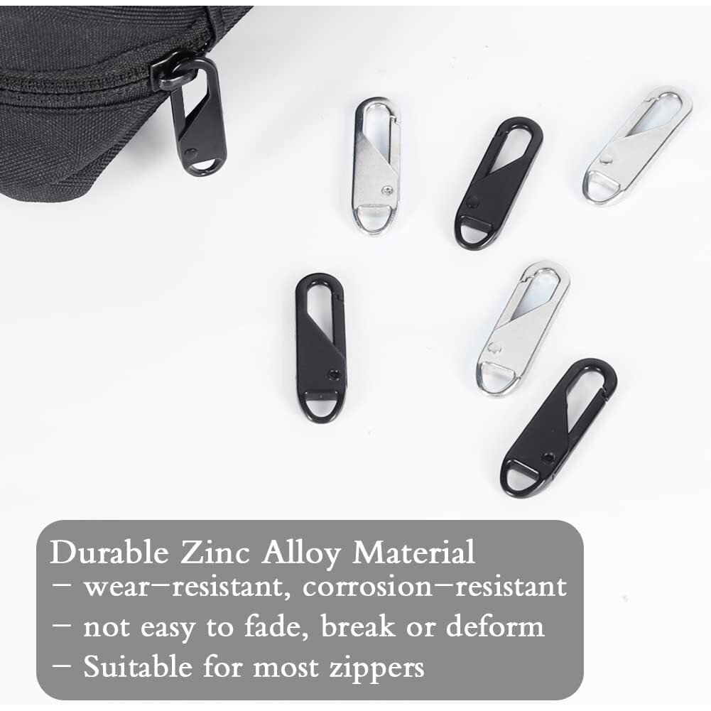 Bestaqua Zipper Pull Replacement Metal Zipper Improved Thin Hook Size Replacement Pullers Handle Mend Fixer Zipper Tab Zipper Sliders Zipper Pullers For Bag,Coat Boots,Jacket,Backpacks(10 Pcs)