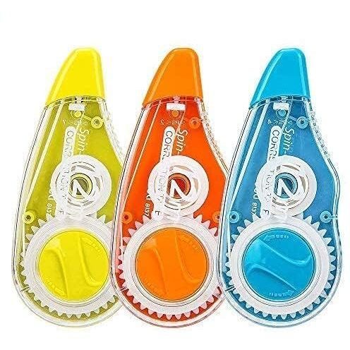Eclet Correction Tape - Pack Of 3 Pcs Correction Tape 12 Meter X 5 Mm, For Journal, Correction Pen, Whitener For Correction, Stationary Items, Correction Pen Tape (Any 3 Random Color Sent) C