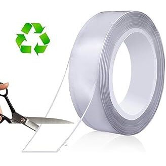 Fulkiza Washable Double Sided Grip Tape 3 Meter| Heavy Duty, Transparent, Mounting Strong Adhesive, Traceless| Ideal For Walls, Posters, Carpets, Photo Frames, Kitchen, Office, Car Decor.