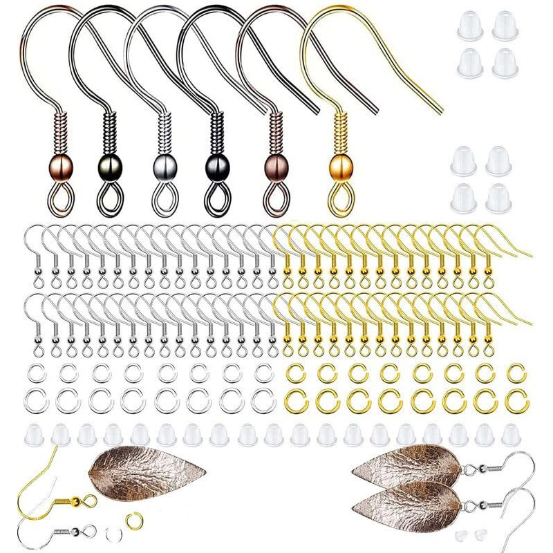 Diy Crafts 800 Gram, Bright Gold, 1000+ Jump Rings & 30X French Wire Earring Hooks Fish Hook Earring Hooks Jewelry Findings, For Jewelry Making Key Rings Necklace Repair(800 Gram, Bright Gold)