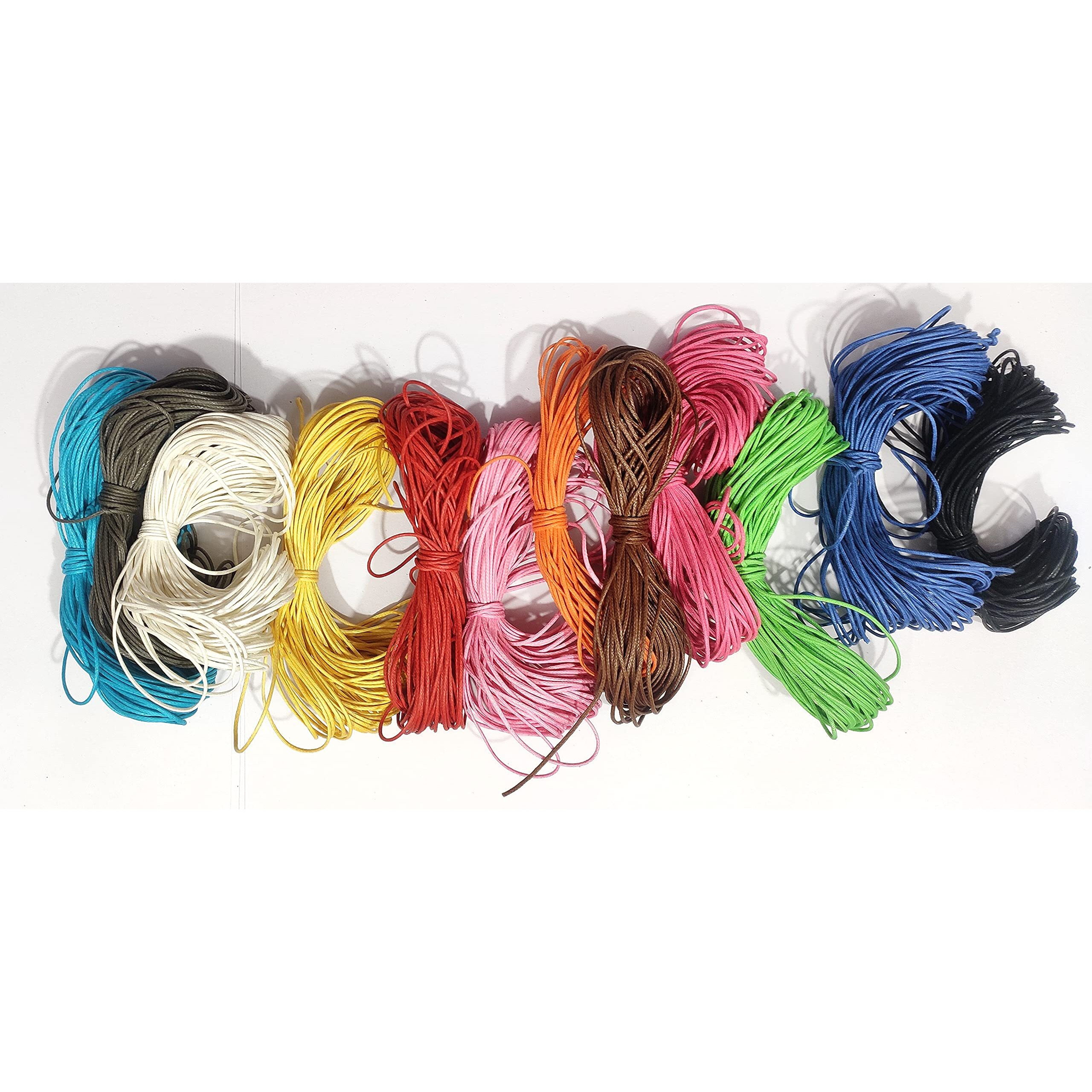 Omx Total 120 Mtr (10 Mtr Each Colour - 12 Colours) Size-1Mm Thick Waxed Cotton Cord Thread Beading String For Jewelry Making (Set No. 12A)
