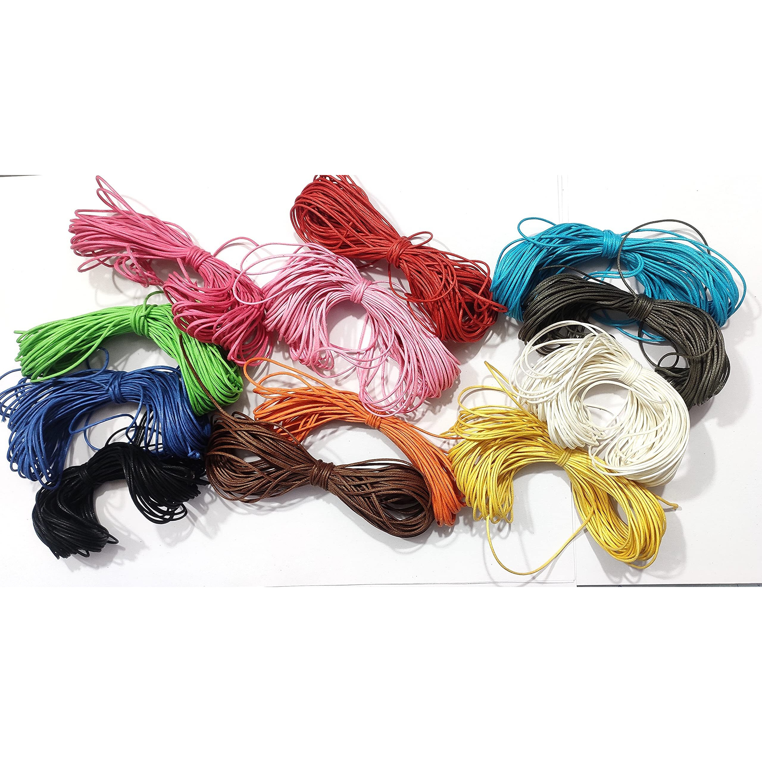 Omx Total 120 Mtr (10 Mtr Each Colour - 12 Colours) Size-1Mm Thick Waxed Cotton Cord Thread Beading String For Jewelry Making (Set No. 12A)
