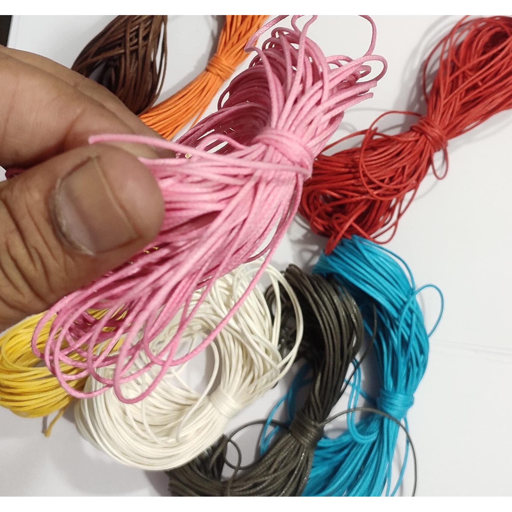 Omx Total 120 Mtr (10 Mtr Each Colour - 12 Colours) Size-1Mm Thick Waxed Cotton Cord Thread Beading String For Jewelry Making (Set No. 12A)