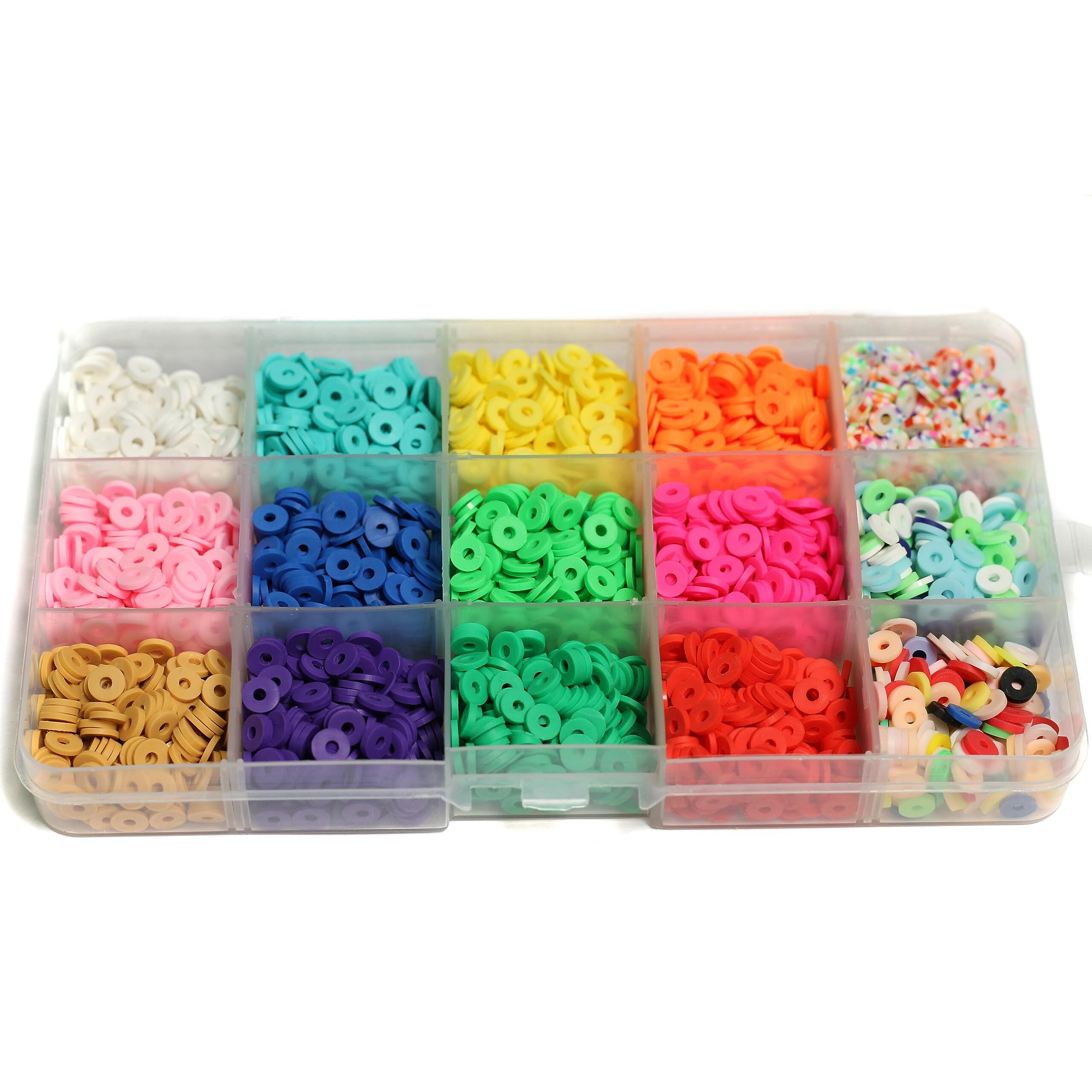 Jaunty Beadsnfashion 2000 Pcs 15 Colors Eco-Friendly Flat Round Handmade Polymer Clay Beads For Diy Bracelet Necklace Earring Jewellery Making And Crafts Supplies 6X1Mm