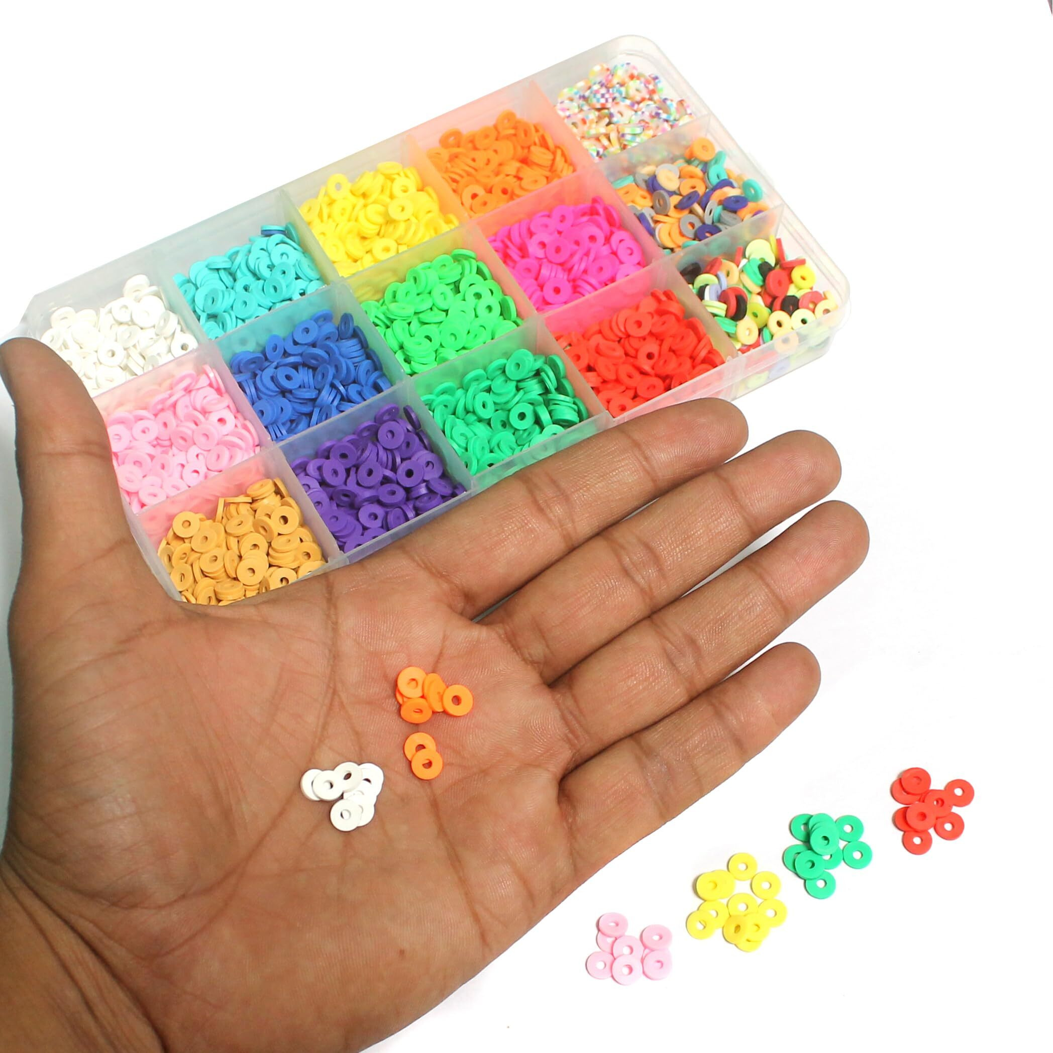 Jaunty Beadsnfashion 2000 Pcs 15 Colors Eco-Friendly Flat Round Handmade Polymer Clay Beads For Diy Bracelet Necklace Earring Jewellery Making And Crafts Supplies 6X1Mm