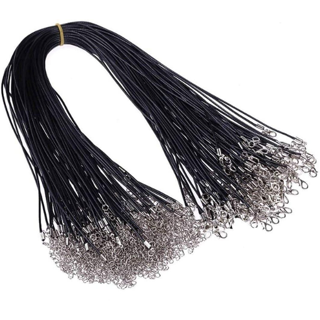 Diy Crafts Pack Of 2 Pcs, Black Multi 1, 2 Pcs, Black Waxed Necklace Cord With Lobster Clasp Bulk For Bracelet Necklace And Jewelry Making Chain(Pack Of 2 Pcs, Black Multi 1)