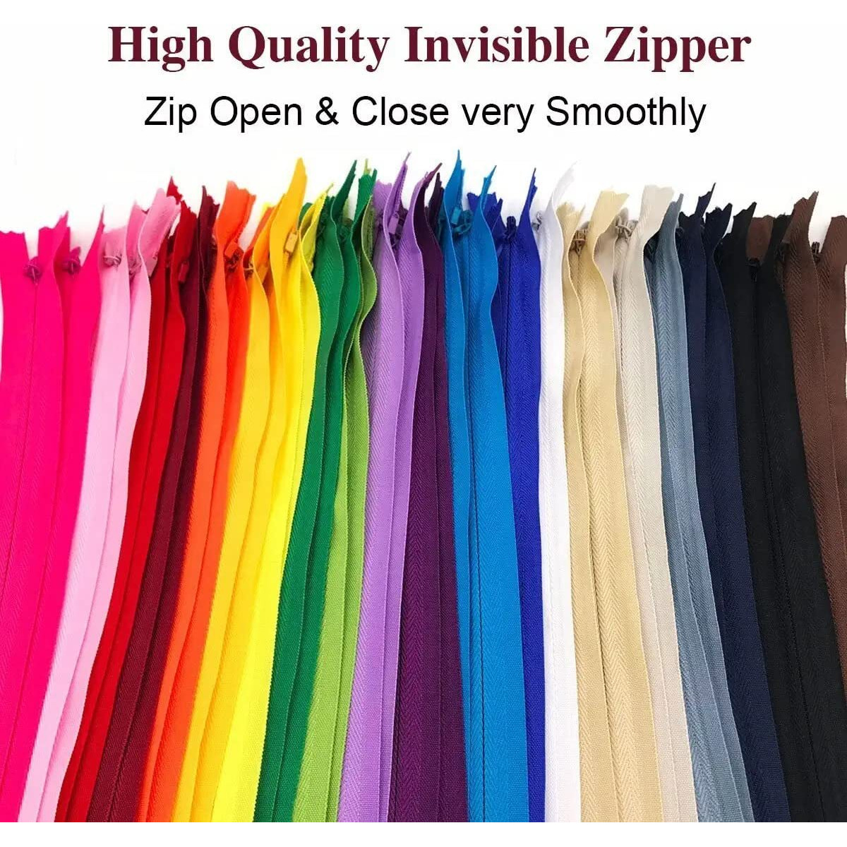 Aakriti Invisible Hidden Zippers For Clothes Skirt, Dress, Gown, Mini Dress Sewing Crafts 24 Inch Hidden Zippers In Mix Colors (Concealed Zip-15 Pcs)