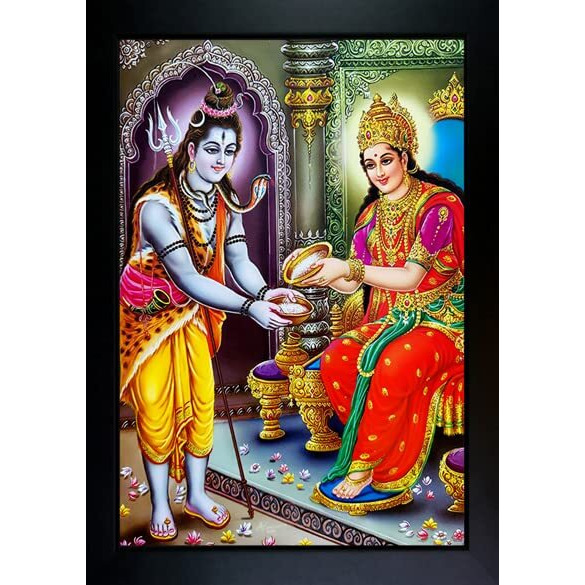Rv Sales Maa Annapurna Devi Photo Frame Wall Painting For Home Decoration And Gifting (10 X 13.5 Inch) (02 Annapurna Devi)