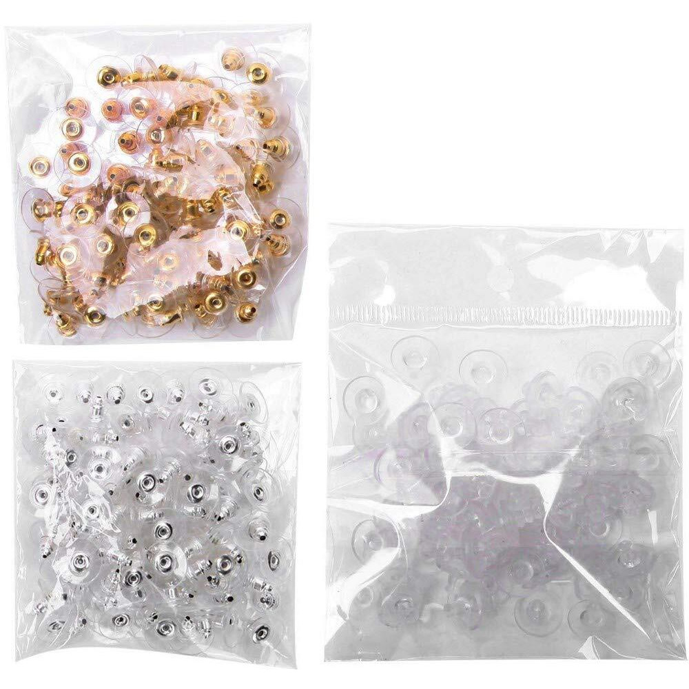 Diy Crafts Silver Gold Clear And Flat Clear More, Pairs Bullet Clutch Earring Safety Ba (Silver Gold Clear And Flat Clear More)