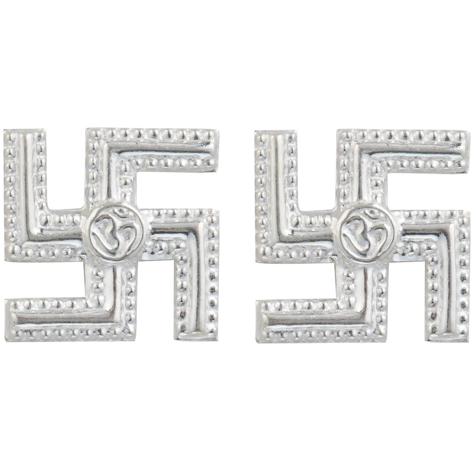 Dhruvs Collection 925 Pure Silver Pair Of Swastik | Sathiya For Puja Temple | Swastika Wall Hanging | Religious Positive Sign For Vastu, Good Luck And Prosperity