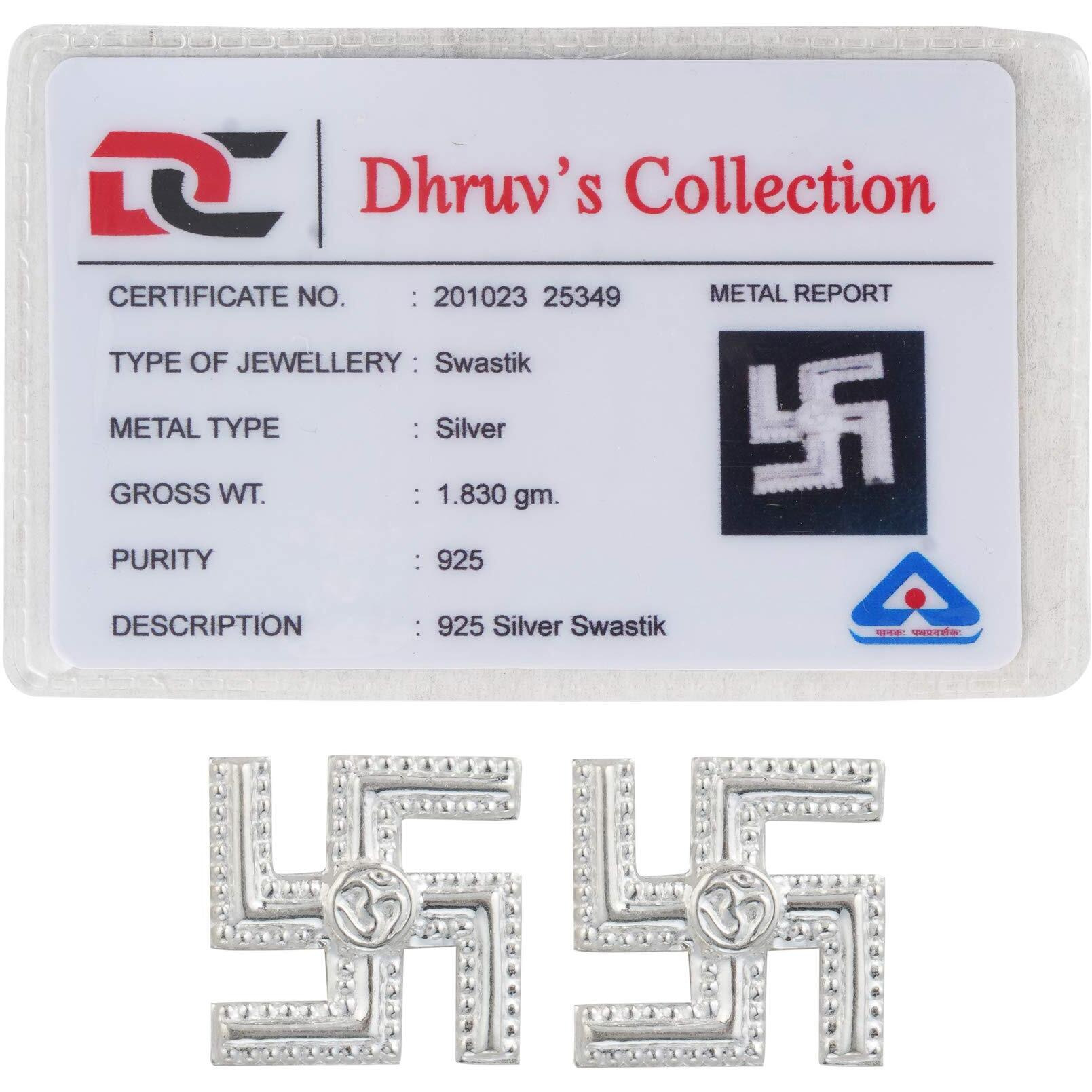 Dhruvs Collection 925 Pure Silver Pair Of Swastik | Sathiya For Puja Temple | Swastika Wall Hanging | Religious Positive Sign For Vastu, Good Luck And Prosperity