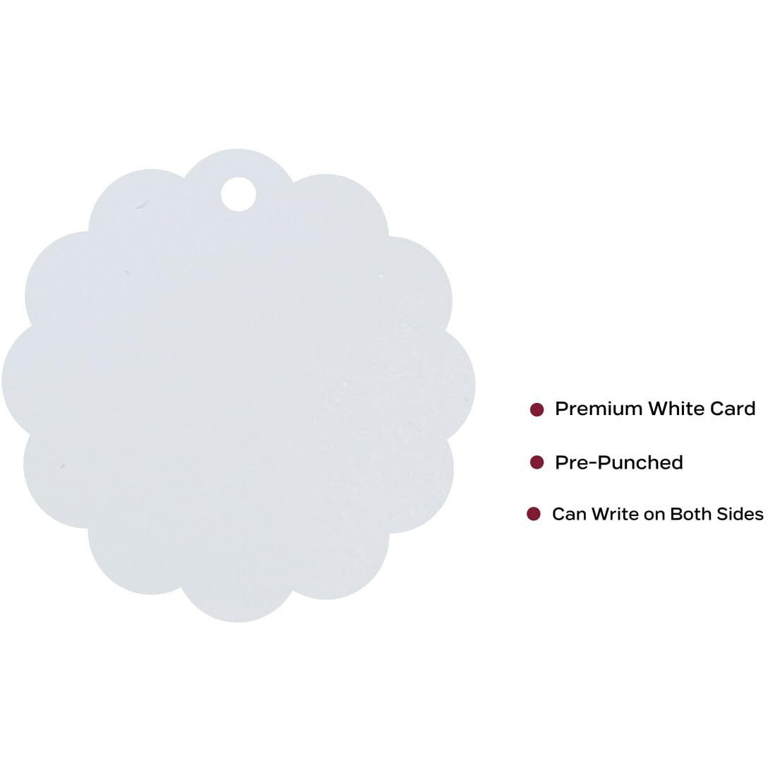 Townbus - Pack Of 300 Double Sided Blank White Hang Tags With String For Party & Celebration | Plain Return Gift Kraft Tags With Jute Rope | Thread