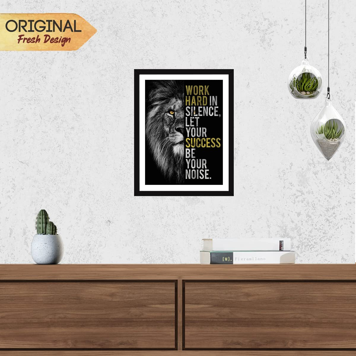 Chaka Chaundh Acrylic - Hard Work Quotes Wall Frames - Success Motivational Posters With Frame (14 X 11 Inches) Multicolor