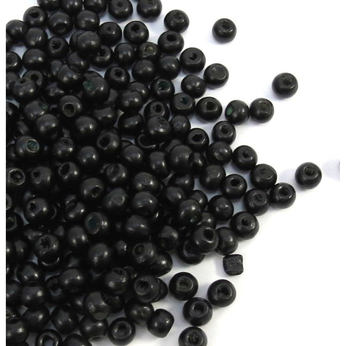Omx 6Mm X 5Mm Black Colour Round Wooden Beads For Jewellery Making, Beading & Art Craft Work (6Mm, 1200 Pc, 100 Gram, Black)