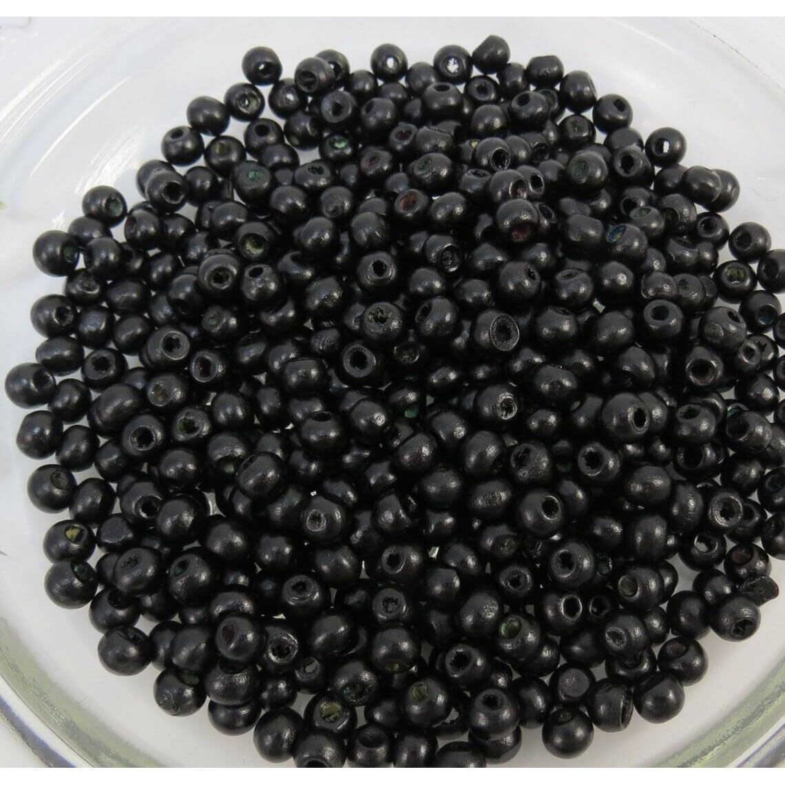 Omx 6Mm X 5Mm Black Colour Round Wooden Beads For Jewellery Making, Beading & Art Craft Work (6Mm, 1200 Pc, 100 Gram, Black)