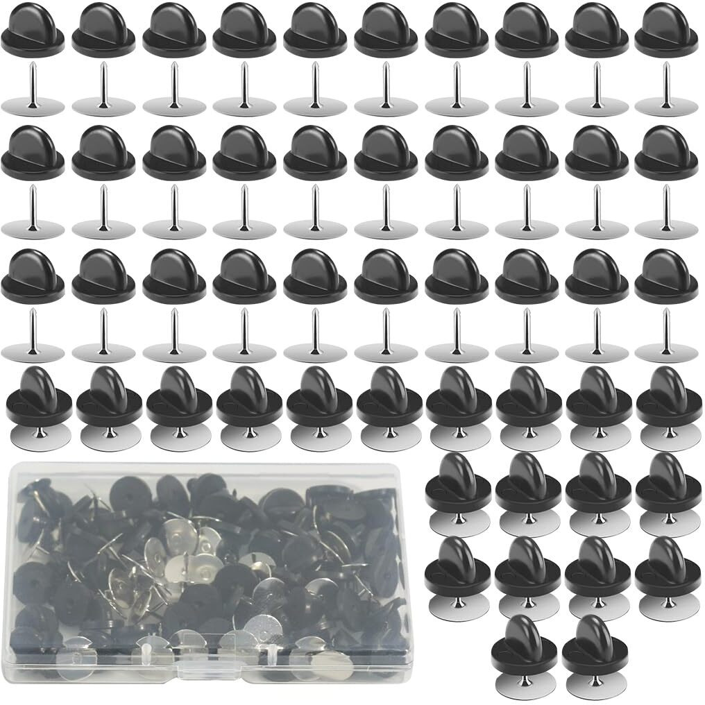 Palay 50 Pairs Rubber Blank Pin Backs Butterfly Clutch Backings Holder Tie Tacks, Replacement Lapel Enamel Pins Backings Clasps For Badge Diy Crafts Making (10Mmx9Mm)