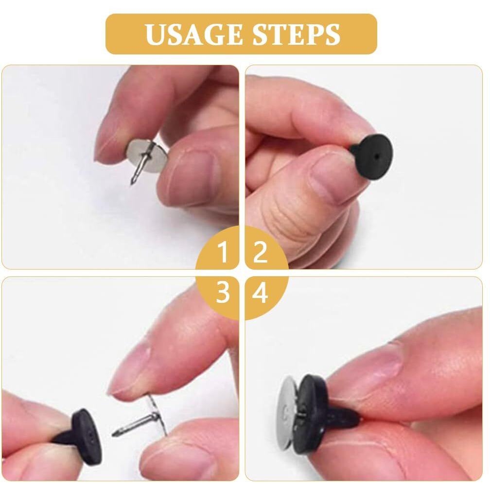 Palay 50 Pairs Rubber Blank Pin Backs Butterfly Clutch Backings Holder Tie Tacks, Replacement Lapel Enamel Pins Backings Clasps For Badge Diy Crafts Making (10Mmx9Mm)