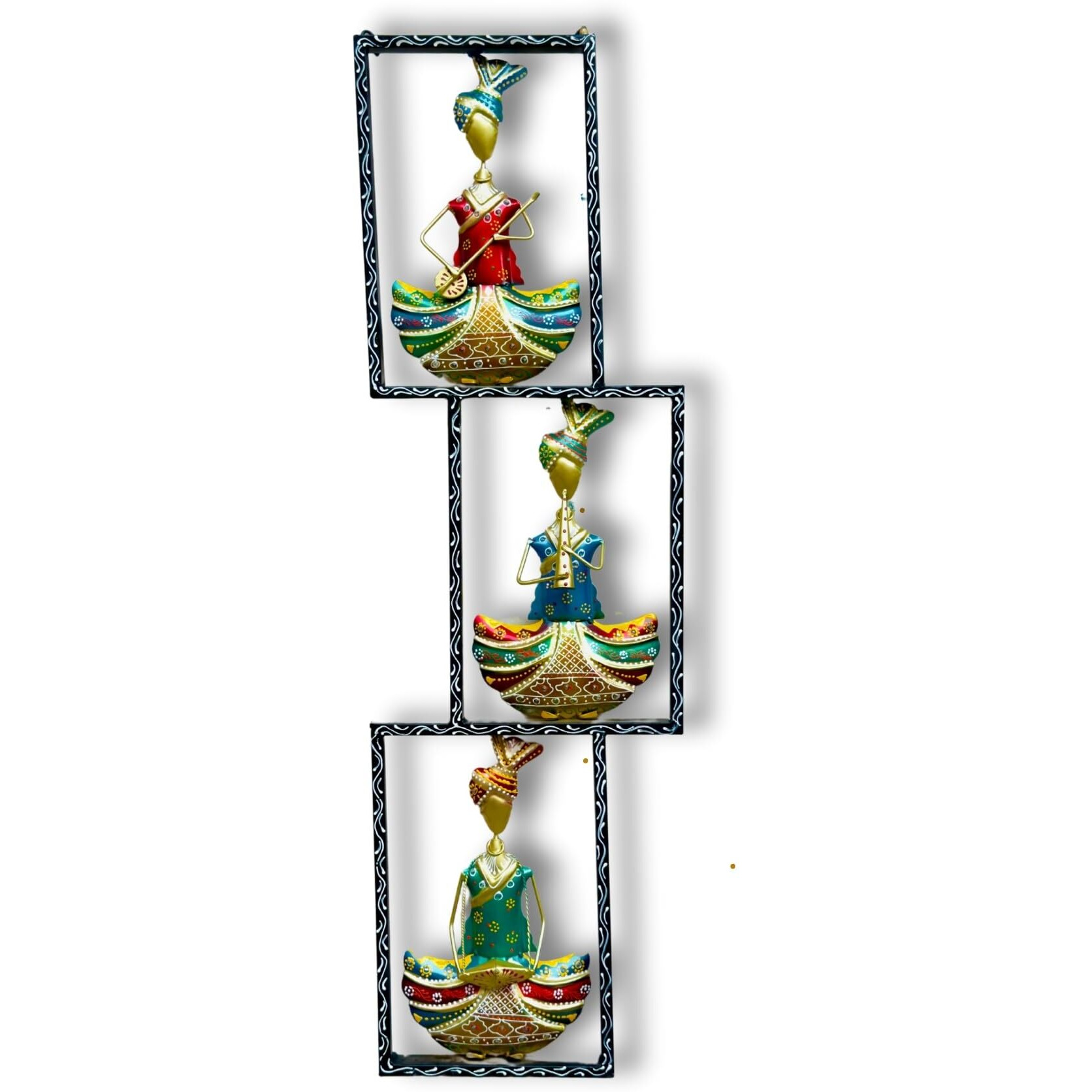 Anshika International Metal Rajasthani 3 Musicisns Wall Decor/Wall Hanging For Living Room/Bedroom/Wall Hangings For Home Decoration Size-40X12 Inch
