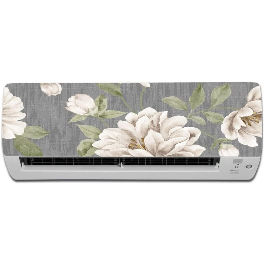 Dreamkraft Beautiful Collection White Flower Ac Sticker - Pvc Vinyl 30Cm X 91Cm For Home Decor Ac Sticker 3D Vinyl Wall Decor For Air Conditioner