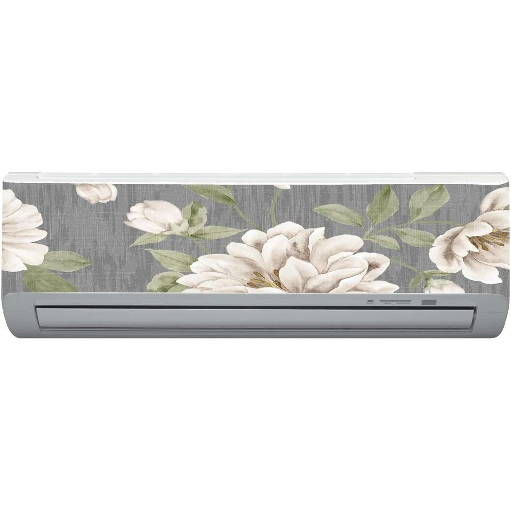 Dreamkraft Beautiful Collection White Flower Ac Sticker - Pvc Vinyl 30Cm X 91Cm For Home Decor Ac Sticker 3D Vinyl Wall Decor For Air Conditioner