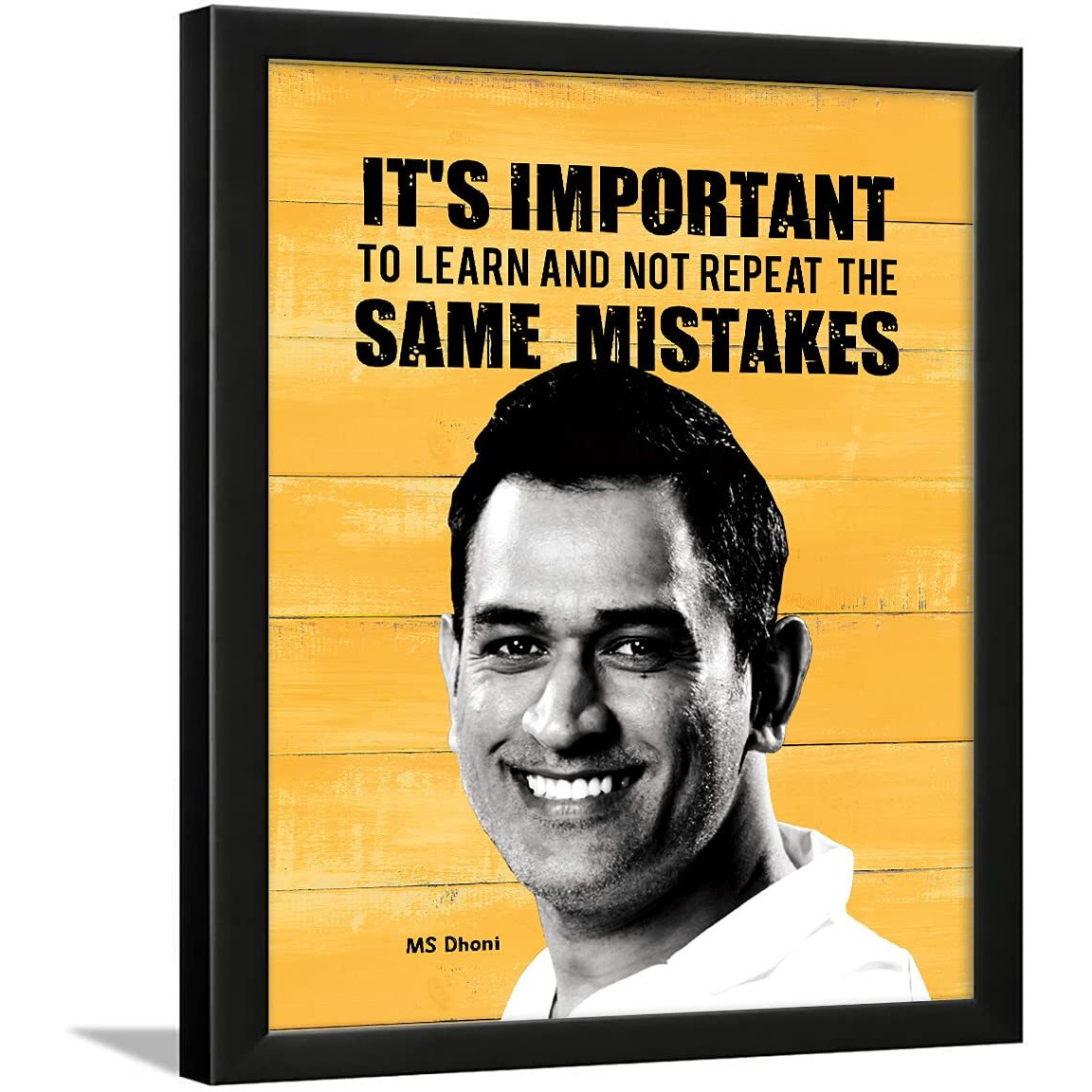 Chaka Chaundh - Dhoni Frame For Wall - Ms Dhoni Motivational Quotes Frames With Posters- Dhoni Inspiration Quotes Wall Photo With Frame - Dhoni Quotes Framed - (13.6 X 10.6 Inches)