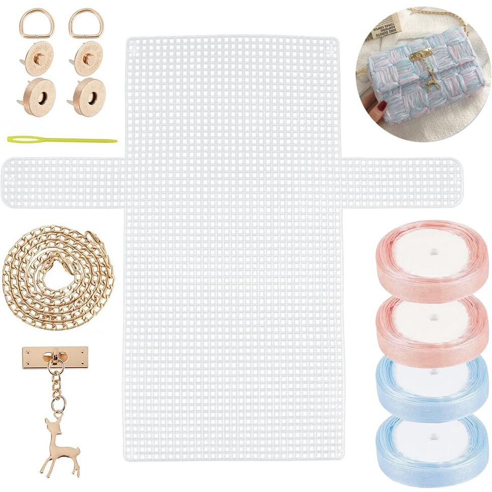 Hasthip Plastic Mesh Canvas Sheet, Plastic Canvas Sheet For Bag Making Cross Stitch Plastic Mesh Screen For Diy Crafts Acrylic Yarn Crafting Knit And Crochet Kit Projects Gift For Girls