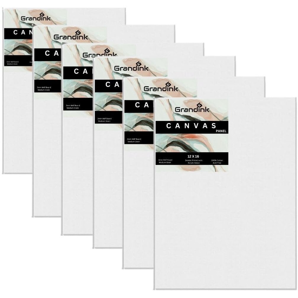 Canvases For Painting Pack Of 6, 12X16 Inch Painting Canvas, Blank Canvas Boards For Painting- Gesso Primed Acid-Free 100% Cotton Canvas Panels For Acrylics I Oil Watercolor I Tempera Paints.