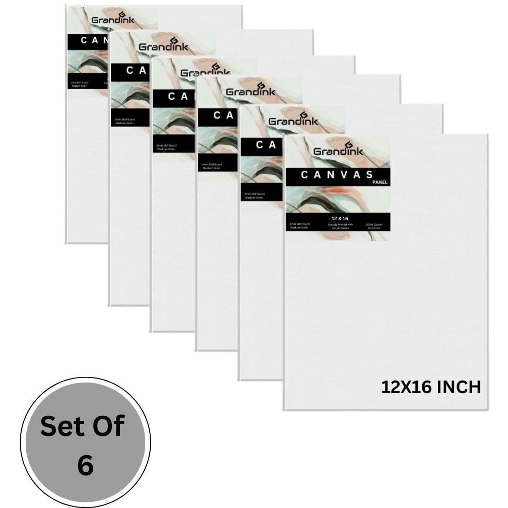 Canvases For Painting Pack Of 6, 12X16 Inch Painting Canvas, Blank Canvas Boards For Painting- Gesso Primed Acid-Free 100% Cotton Canvas Panels For Acrylics I Oil Watercolor I Tempera Paints.