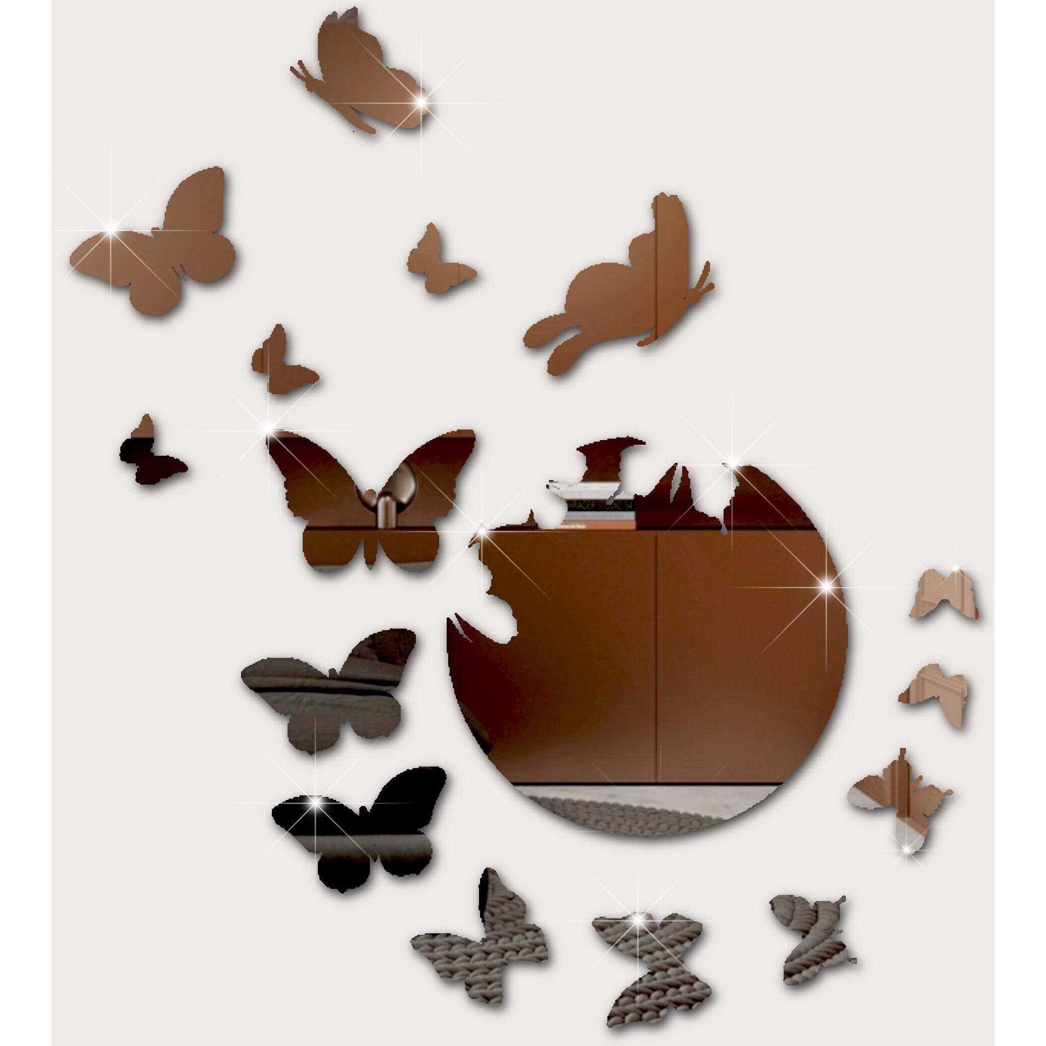 Vah- Kya Bat Hai  Copper 3D Acrylic Butterfly Mirror Wall Sticker For Home Decoration.