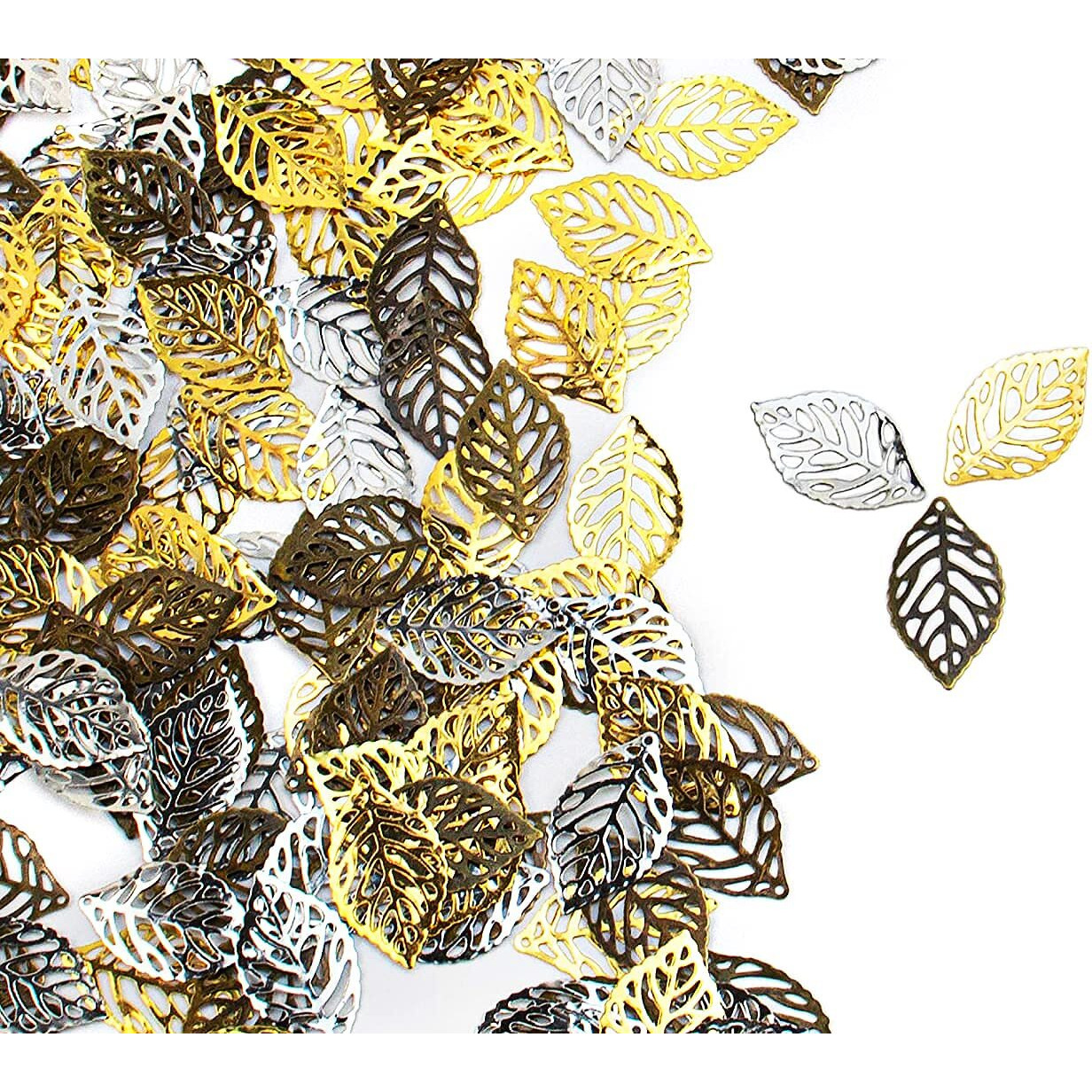 Diy Crafts 40 Pcs, Multicolor, Ize 21.8 Mm X 7.8Mm As Image Diy Pack Multicolor Hollow Leaf Charms Ornaments Metal Leaf Crafts Pendant For Jewelry Making Metal Material (40 Pcs, Multicolor)