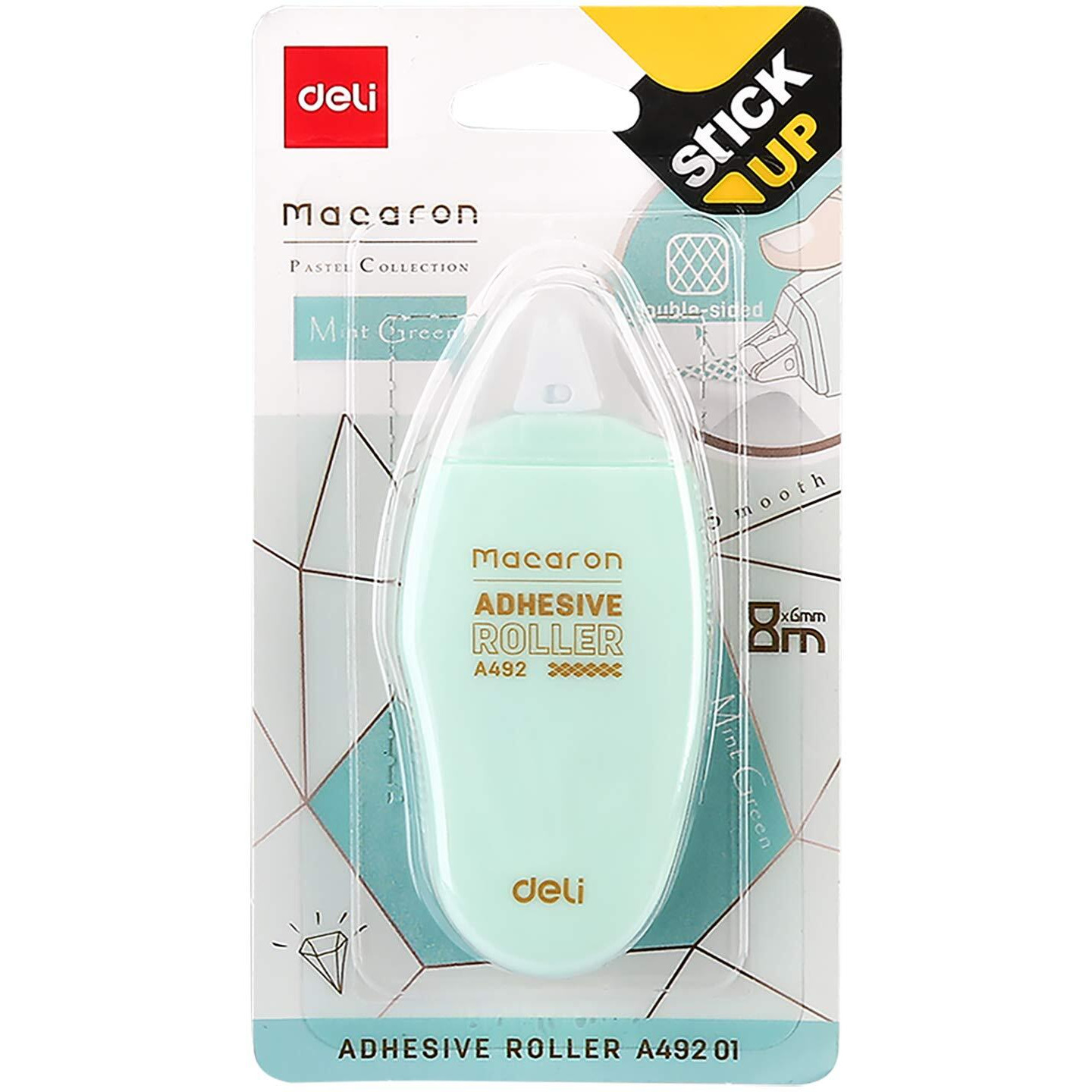 Deli Macaron Wa49201 Non-Toxic Double Sided Adhesive Roller Correction Tape (8M X 6Mm, 3 Color)