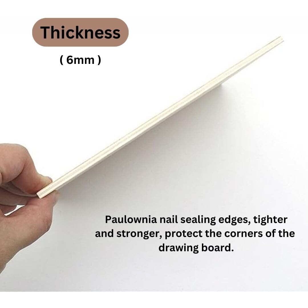 Grandink Wooden Solid Drawing Board Panel 6Mm For Kids | Artist |Painting | Sketching | Drawing | Designing  Brich Wood (12X18 Inch)