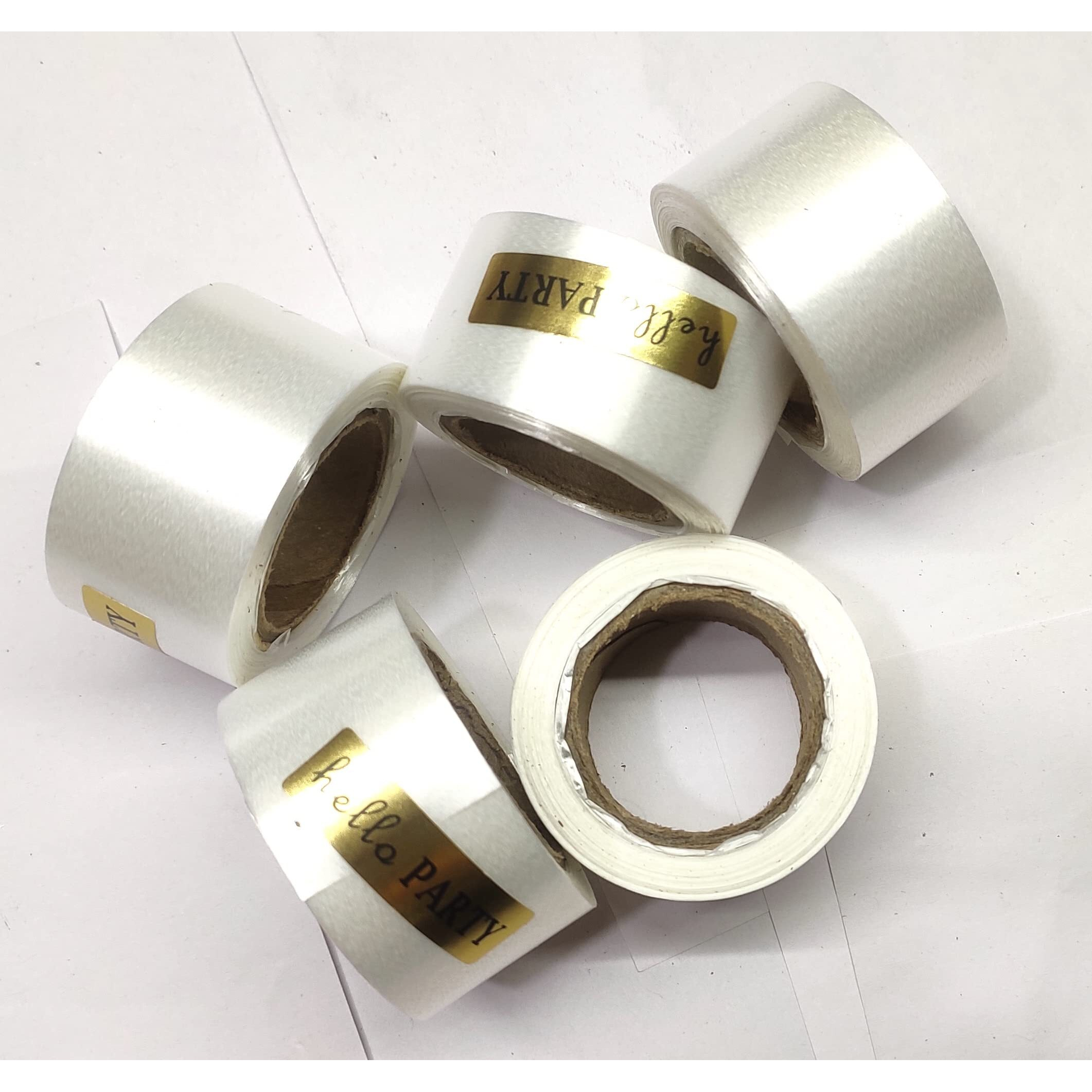 Omx 50 Mtr (10 Mtr In 1 Roll, Total 5 Rolls) Width - 25Mm, Curly Paper Ribbon For Parties Decorations,Invitation Card, Gift Wrapping, (White)